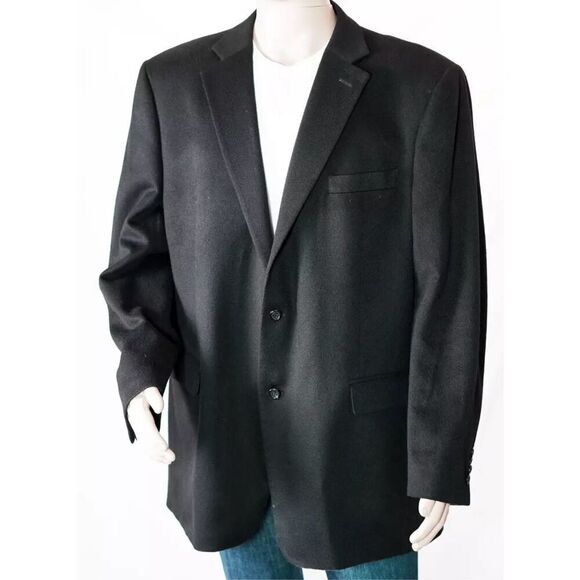 ✨Pavone 100% Pure Cashmere Black Sz 42 Regular Grey/Black Blazer Jacket✨
